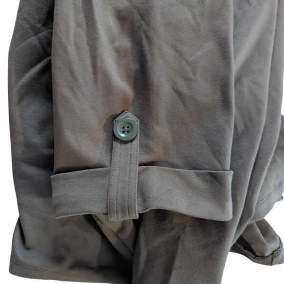 Christain Siriano button front hooded jacket, green, size 1X - Picture 3 of 6